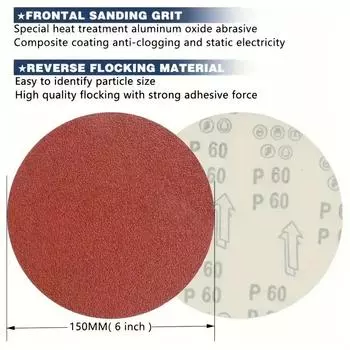 10 шт. 6-дюймовый шлифовальный диск зернистостью 60-600 шлифовальные диски с липучкой для полировки эксцентриковой шлифовальной машинки 400Grits