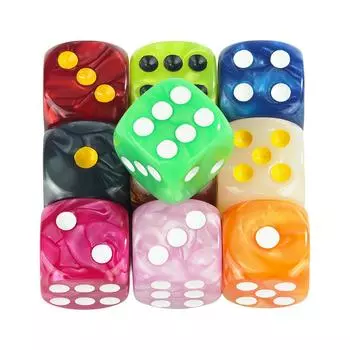 10 шт. 6-гранных игральных кубиков 16 мм мраморный акриловый набор кубиков D6 для DND, RPG, настольных игр или обучения математике белый