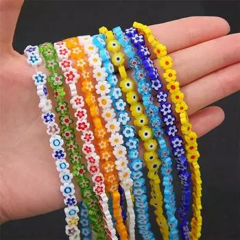 10 шт. 6 мм стеклянные бусины ручной работы лэмпворк в форме цветка для ожерелья, браслета, сережек, сделай сам, изготовление ювелирных изделий 6mm 10pcs/bag