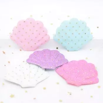 10 шт. 76*58 мм блестящий точечный принт в виде ракушки, мягкие аппликации для торта «сделай сам», детские головные уборы, BB клипсы, аксессуары, декоративные нашивки розовый
