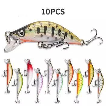 10 шт., 7,1 см/5 г, три якорных крючка, имитация звуковых шариков, наживка для рыбы, твердая наживка с блестками 10PCS