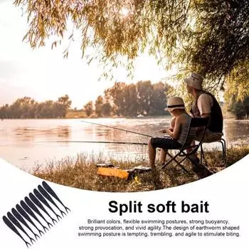 10 шт. 7,5 см мягкая приманка с двойным разделенным хвостом, реалистичная гибкая длинная красочная пресноводная морская вода, универсальная искусственная рыболовная приманка, набор приманок для плавания светло-зеленый