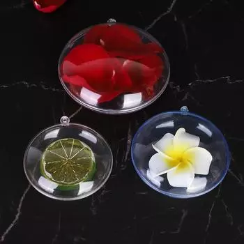 10 шт. 7/9/11 см Рождественский елочный подвесной шар Рождественский прозрачный плоский шар Пластиковые безделушки Открытые шары Конфеты Подарочная коробка для домашнего декора свадьбы