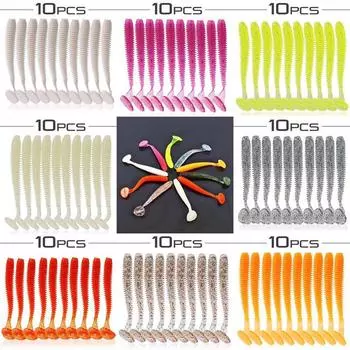 10 шт., 7 см, 2 г, мягкие приманки, черви, рыболовная приманка с запахом соли, рыболовные снасти, искусственные приманки 10pcs