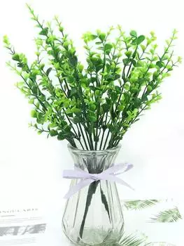 10 шт., 7 вилок, искусственная миланская трава, имитация растения, уличное семейное свадебное украшение для дома, вечеринки, обеденный стол, украшение для балкона зелёный