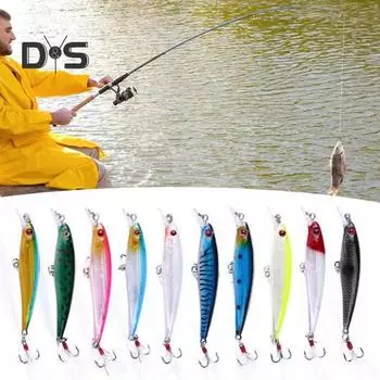 10 шт. 8,9 см/6,7 г приманка для ловли гольяна с крючками, реалистичная плавающая наживка для поверхностной воды, бионическая искусственная приманка, аксессуары для ловли пресноводной соленой форели 10 pcs