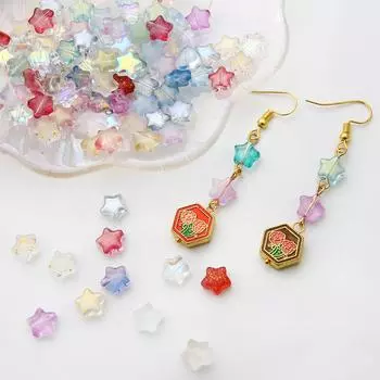 10 шт. антикварные пятиконечные бусины-звезды цвета AB, стеклянные бусины в форме пентаграммы для изготовления ювелирных изделий своими руками, сережек, шпилек, фурнитуры, аксессуары для поделок