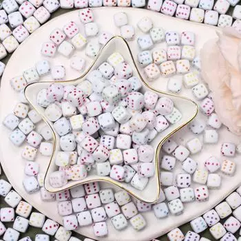 10 шт., 8 мм, два цвета, акриловые квадратные бусины, свободные бусины для изготовления ювелирных изделий, модные аксессуары ручной работы