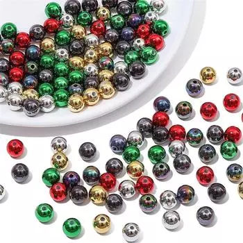 10 шт. 8 мм металлические акриловые бусины рождественской серии круглые свободные бусины-разделители для DIY браслет ручной работы ожерелье брелок для изготовления ювелирных изделий разноцветный
