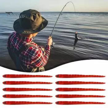 10 шт. 9 см/1,7 г мягкие приманки для ловли червей реалистичные глаза плавающие поверхностные бионические искусственные красочные приманки для ловли червей в пресной воде с соленой водой A