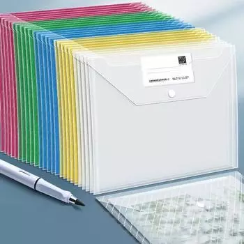 10 шт. А4 твил водонепроницаемые застежки-кнопки большой емкости офисные принадлежности студенческие бумажные пакеты прозрачные папки для файлов