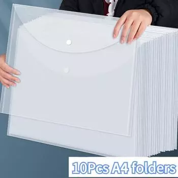 10 шт. А4 Водонепроницаемые пластиковые папки для документов Карман для файлов Многоцелевая сумка для хранения канцелярских принадлежностей Офисные школьные сумки-органайзеры