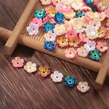 10 шт. AB Волшебный цвет, пять лепестков, цветочная розетка, DIY шпилька, браслет, серьги, материал розовый