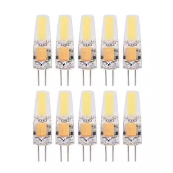 10 шт. AC/DC12-24 В G4 COB светодиодные лампочки без регулировки яркости силиконовые светильники (Теплый белый)