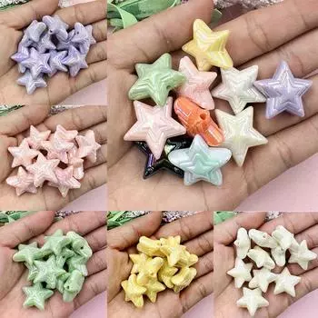 10 шт. акриловые бусины 22,8 мм, цветная пентаграмма, сделай сам, изготовление ювелирных изделий, материал ручной работы, мода бежевый