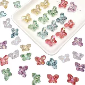 10 шт. акриловые бусины-бабочки с красочным зеленым луком и порошком для изготовления ювелирных изделий своими руками 18x14mm 10pcs