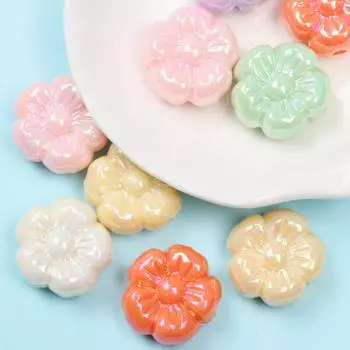 10 шт. акриловые бусины с цветком сливы для изготовления браслетов и серег 19,5 мм DIY ювелирные аксессуары УФ-цветное покрытие