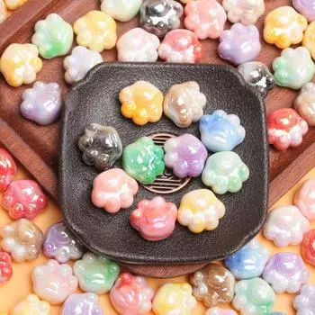 10 шт. акриловые двухцветные УФ-ослепительные бусины в виде кошачьей лапы, модный материал из бисера, браслет, ожерелье, DI, ювелирные аксессуары зелёный