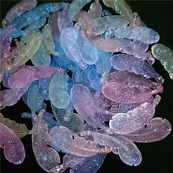 10 шт. акриловые светлые цветные серии светящиеся полупрозрачные перья кулон бусины ожерелье серьги изготовление ювелирных изделий DIY аксессуары разноцветный