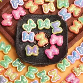 10 шт. акриловые УФ-двойные цветные стерео бусины с бантом DIY ювелирные аксессуары материалы для изготовления браслетов и сережек розовый