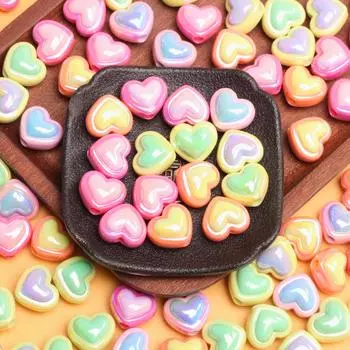 10 шт. акриловые УФ-ослепительные два цвета сердце любовь свободные бусины DIY ювелирные аксессуары серьги изготовление браслетов жёлтый