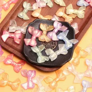 10 шт. акриловый светящийся порошок зеленого лука, посыпанный золотыми бусинами в виде банта, DIY ювелирные аксессуары, модные серьги, ожерелье, аксессуары розовый