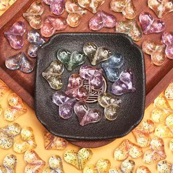 10 шт. акриловый светящийся порошок зеленого лука с вертикальным отверстием, персиковое сердце, свободные бусины, аксессуары из бисера «сделай сам», модное ожерелье, серьги, материалы для изготовления синий