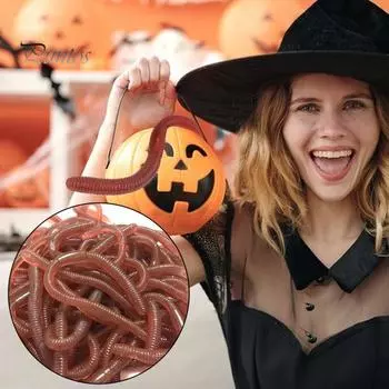 10 шт., эластичная игрушка-розыгрыш с дождевым червем, реалистичный длинный дождевой червь TPR, имитация шевелящегося червя, хитрый реквизит для детей и взрослых, вечеринка на Хэллоуин, День дурака 10 pcs