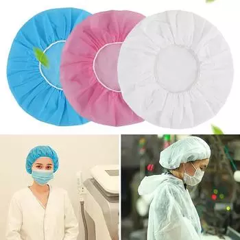 10 шт., эластичная санитарная шапочка для мастерской, дышащая одноразовая шапочка, удобная нетканая мужская и женская заводская шапка розовый