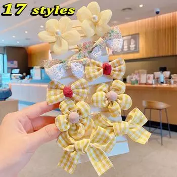 10 шт., эластичные ленты для волос с цветами для девочек, детские милые резинки для волос, модные резинки, эластичные резинки для волос с бантом, аксессуары для волос 10PCS