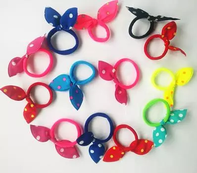 10 шт. эластичные резинки для волос в горошек, милый бант, кроличьи уши, эластичные резинки для волос, резинка для волос, резинка для волос 10pcs