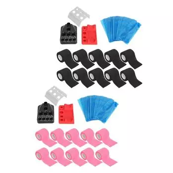 10 шт., эластичный бинт для ручки для татуировки, 200 шт., синие чехлы для ручек для тату-машины, 3 шт., держатель чашки с чернилами для татуировки Co. Black