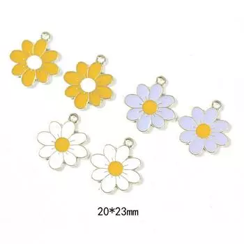 10 шт. эмалированные подвески в виде цветка ромашки для ожерелья, подвески, серьги, подвески «сделай сам»