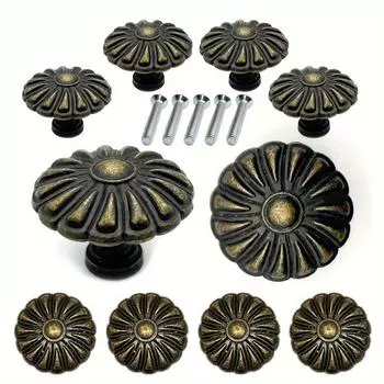 10 шт. античные бронзовые ручки для ящиков, винтажные шикарные ручки для выдвижных ящиков, ручки для выдвижных ящиков шкафа, роскошная фурнитура, ручки для кухонного шкафа с винтами 10pcs