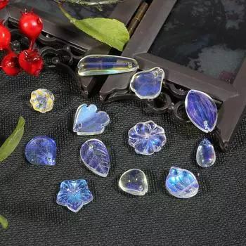 10 шт. античные цветы в виде ракушек и листьев, бусины, стеклянные бусины для изготовления ювелирных изделий, браслет, ожерелье, серьги, аксессуары 14x16mm