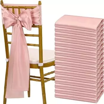 10 шт. атласных чехлов для стульев с декоративным бантом для Дня благодарения, свадьбы, банкета, вечеринки, украшения для дома и кухни белый
