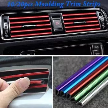 10 шт., автомобильная розетка для кондиционера, декоративная полоса, креативная полоса с зажимом, товары для интерьера, U-образная гальванизированная яркая полоса золотой