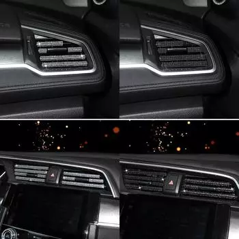 10 шт. автомобильные наклейки алмазные полоски для воздуховодов кондиционера белые/черные декоративные полоски для салона автомобиля DIY чёрный