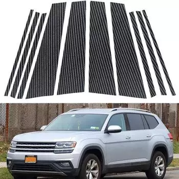 10 шт. автомобильные наружные стойки BC, отделочные наклейки, декоративные аксессуары, подходят для Volkswagen Atlas 2018-2024, автомобильные наружные аксессуары Glossy Black