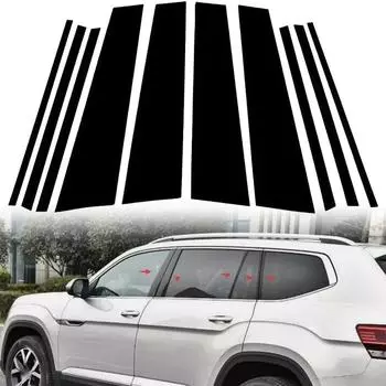 10 шт. автомобильные наружные стойки BC, отделочные наклейки, декоративные аксессуары, подходят для Volkswagen Atlas 2018-2024, автомобильные наружные аксессуары Glossy Black