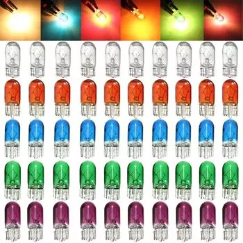 10 шт. автомобильных галогенных ламп T10 5 Вт клинья 12 В, белые лампочки, приборная лампа, фонари для чтения, габаритные фонари, аксессуары жёлтый