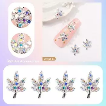 10 шт. аксессуары для дизайна ногтей в форме кленового листа блестящие стразы 3D многоразовые легкие украшения для ногтей из нержавеющей стали украшения для красоты ногтей D