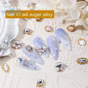 10 шт., аксессуары для ногтей, блестящие трехмерные блестящие блестящие стразы, сделай сам, дворцовый стиль, аксессуары для дизайна ногтей, маникюр, очарование, поставка для маникюрного салона C золотой/белый