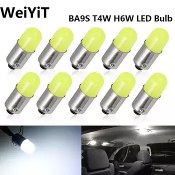 10 шт BA9S светодио дный T4W H6W светодио дный лампа Canbus интерьер автомобиля свет авто клин маркер купольная лампа чтение двери свет 6000 К 12 В 2Pcs белый