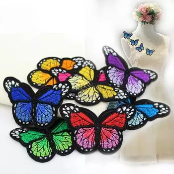 10 шт. бабочки фиолетовые розовые желтые нашивок своими руками вышивка для футболки аппликации на одежду джинсы наклейки значки Parches