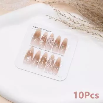 10 шт. бабочки пресс на ногтях гель многоразовые сортировка по размеру типсы быстро носимые темперамент стиль полностью готовые накладные ногти M