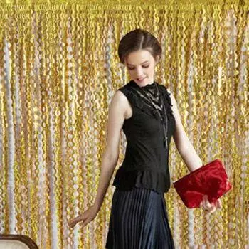 10 шт. бахрома занавес металлическая мишура фольга бахрома занавес фон многоразовый мерцающий волнистый мишура синий