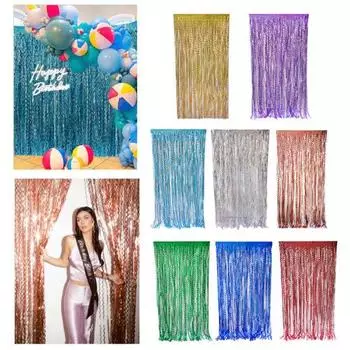 10 шт. бахрома занавес металлическая мишура фольга бахрома занавес фон многоразовый мерцающий волнистый мишура синий