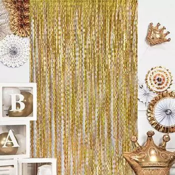 10 шт. бахрома занавес металлическая мишура фольга бахрома занавес фон многоразовый мерцающий волнистый мишурный фон для вечеринок дни рождения фотобудка реквизит синий