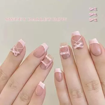10 шт. балетки для танцев, гвозди, подвески с бантом, 3D шелковая лента из сплава, розовые банты для девочек, каваи, украшения для дизайна ногтей, аксессуары для ногтей A3